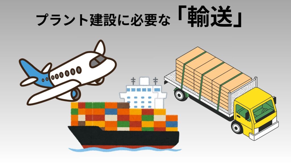 プラント建設に必要な「輸送」のイメージ図