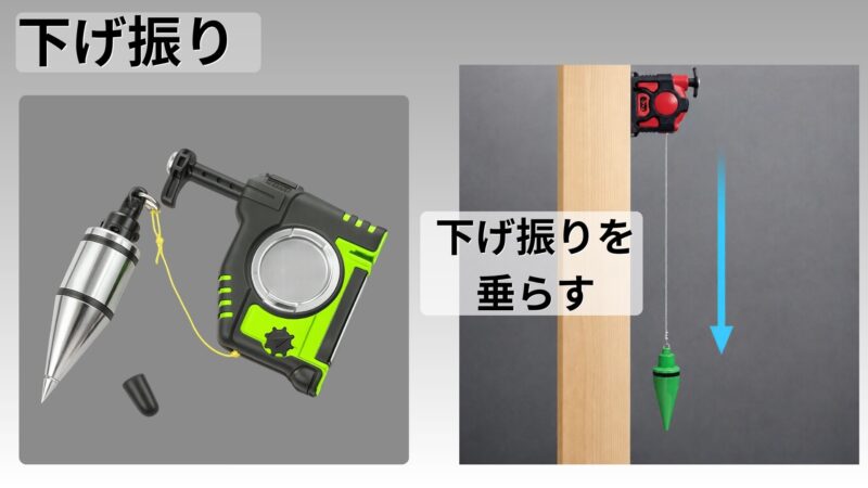下げ振りによる垂直確認